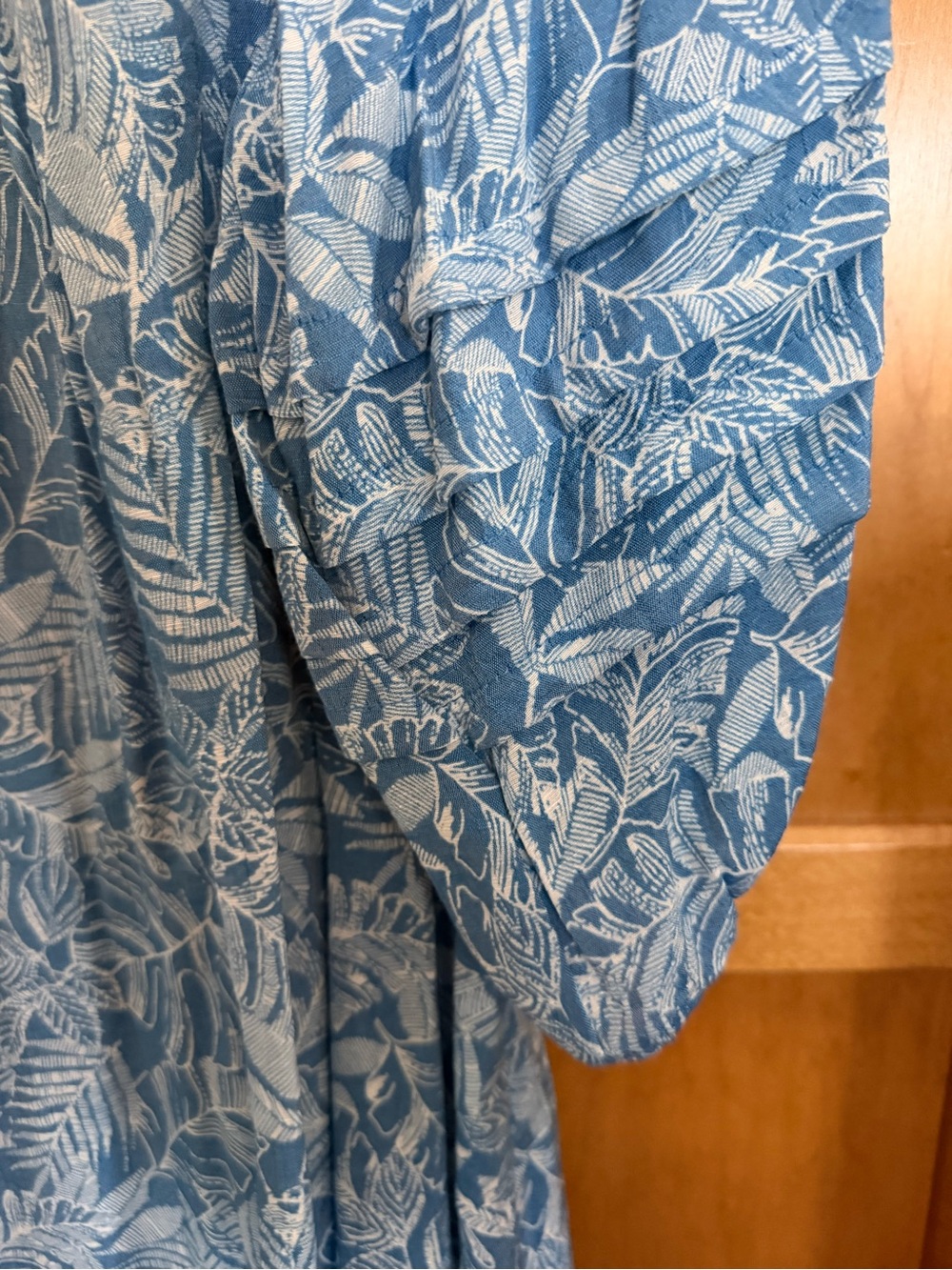 Blue Leaf-Print Women's Dress by Broadway Rose - Picture 2 of 4